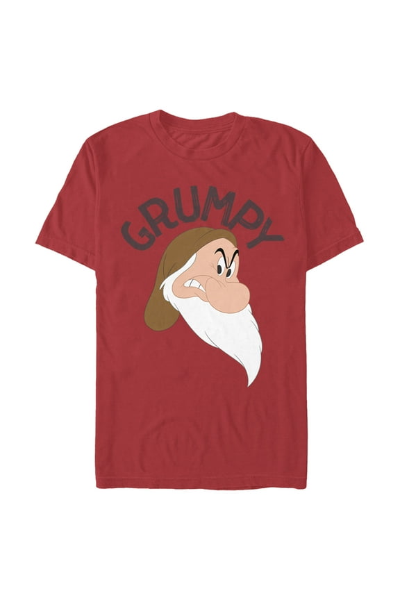 Men's Snow White and the Seven Dwarfs Grumpy Angry Portrait Graphic Tee Red Medium