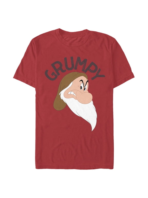 Men's Snow White and the Seven Dwarfs Grumpy Angry Portrait Graphic Tee Red X Large