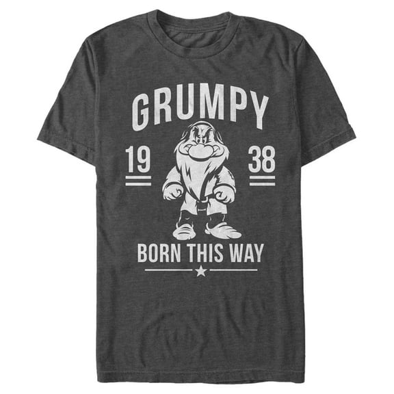 Men's Snow White and the Seven Dwarfs Grumpy Born This Way Graphic Tee Charcoal Heather Medium