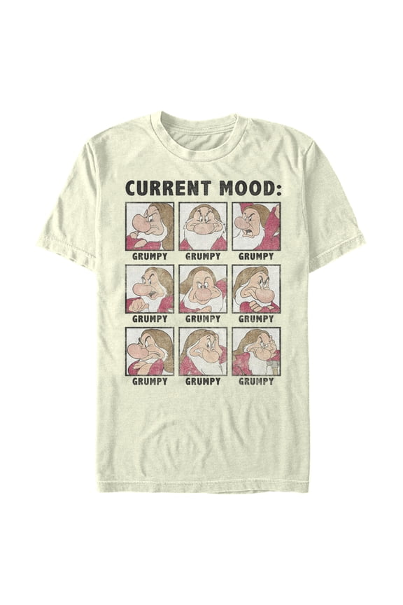 Men's Snow White and the Seven Dwarfs Grumpy Current Mood  Graphic Tee Beige 3X Large
