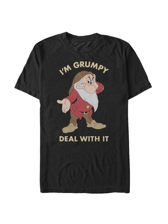 Men's Snow White and the Seven Dwarfs Grumpy Deal With It Graphic Tee Black Small