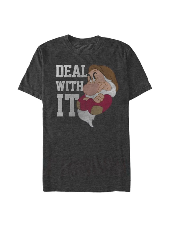 Men's Snow White and the Seven Dwarfs Grumpy Deal With It Graphic Tee Charcoal Heather Medium