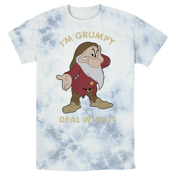 Men's Snow White and the Seven Dwarfs Grumpy Deal With It  Graphic Tee Tie Dye Large