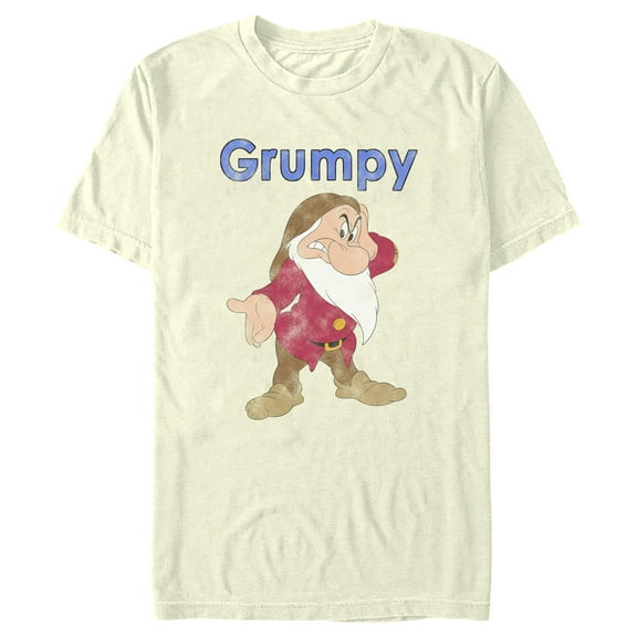 Men's Snow White and the Seven Dwarfs Grumpy Distressed Portrait  Graphic Tee Beige Small