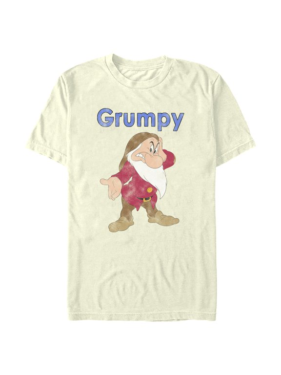 Men's Snow White and the Seven Dwarfs Grumpy Distressed Portrait Graphic Tee Beige Small