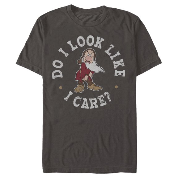 Men's Snow White and the Seven Dwarfs Grumpy Do I Look Like I Care Graphic Tee Charcoal 2X Large