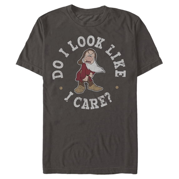 Men's Snow White and the Seven Dwarfs Grumpy Do I Look Like I Care Graphic Tee Charcoal 2X Large