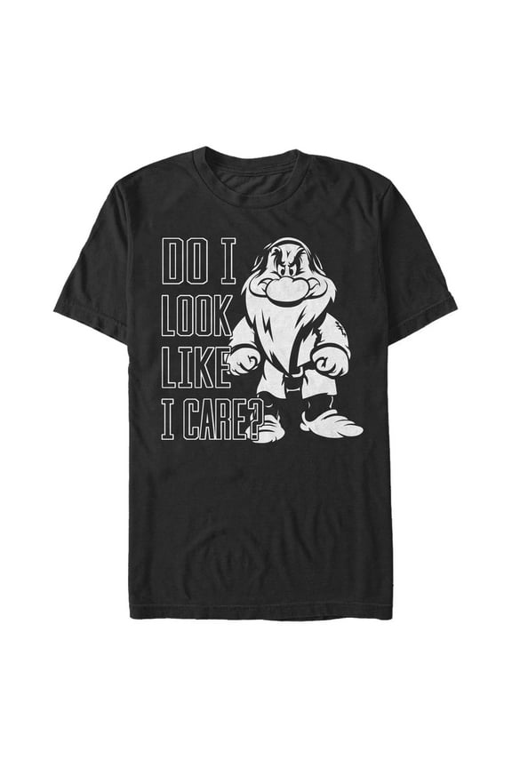 Men's Snow White and the Seven Dwarfs Grumpy Do I Look Like I Care Poster Graphic T-Shirt