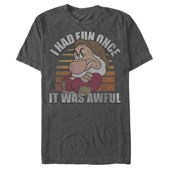 Men's Snow White and the Seven Dwarfs Grumpy Fun Once Graphic Tee Charcoal Heather Large