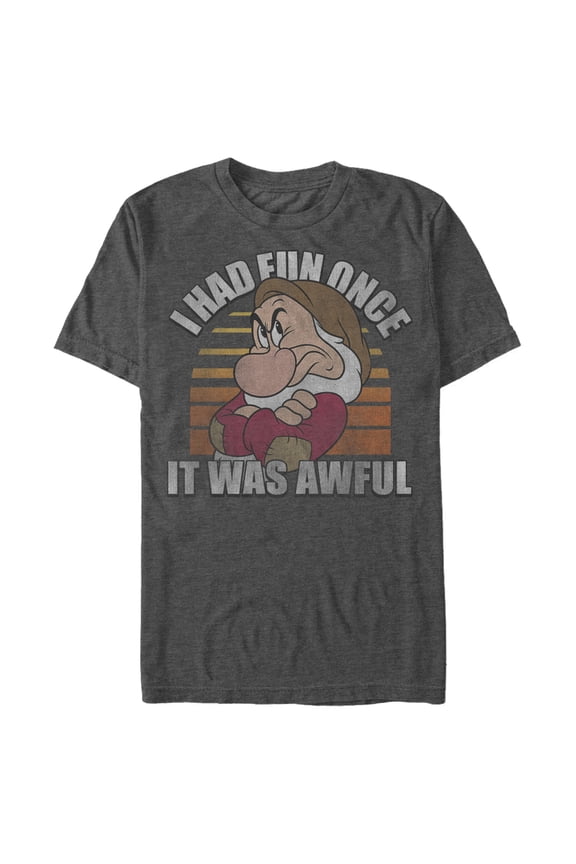 Men's Snow White and the Seven Dwarfs Grumpy Fun Once Graphic Tee Charcoal Heather Small