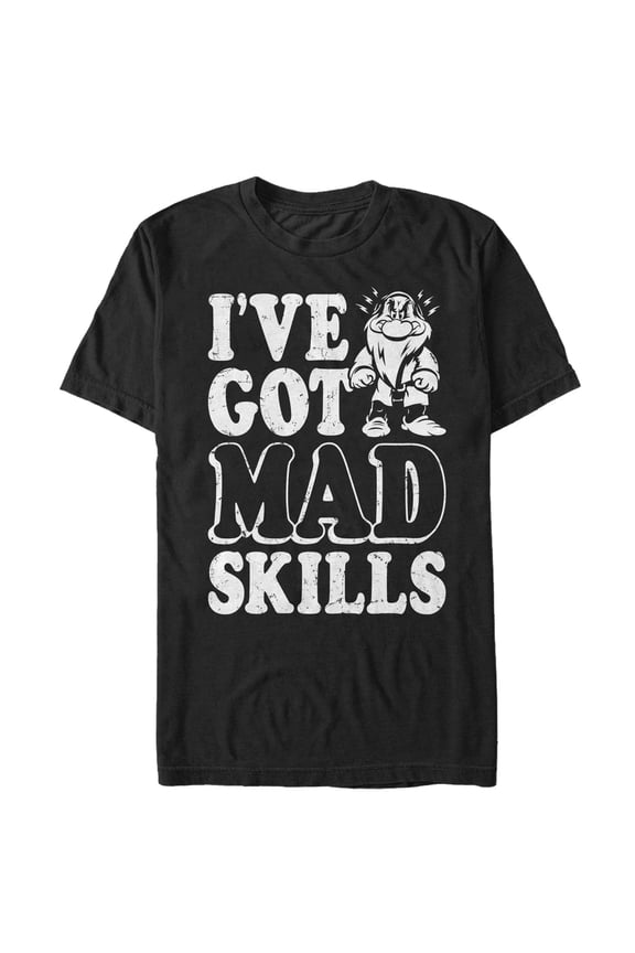 Men's Snow White and the Seven Dwarfs Grumpy Mad Skills Graphic Tee Black 2X Large