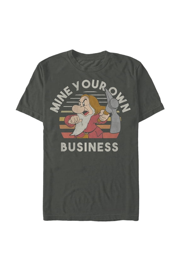 Men's Snow White and the Seven Dwarfs Grumpy Mine Your Own Business Graphic Tee Charcoal 3X Large