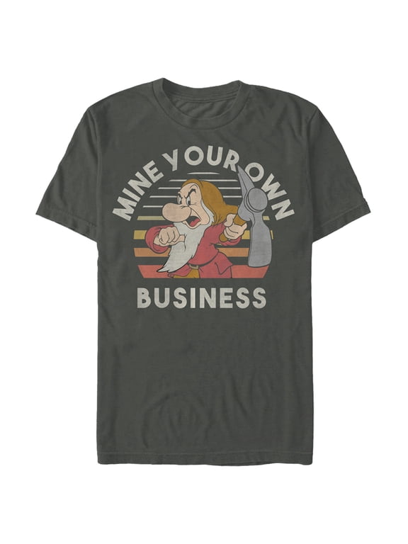 Men's Snow White and the Seven Dwarfs Grumpy Mine Your Own Business Graphic Tee Charcoal X Large
