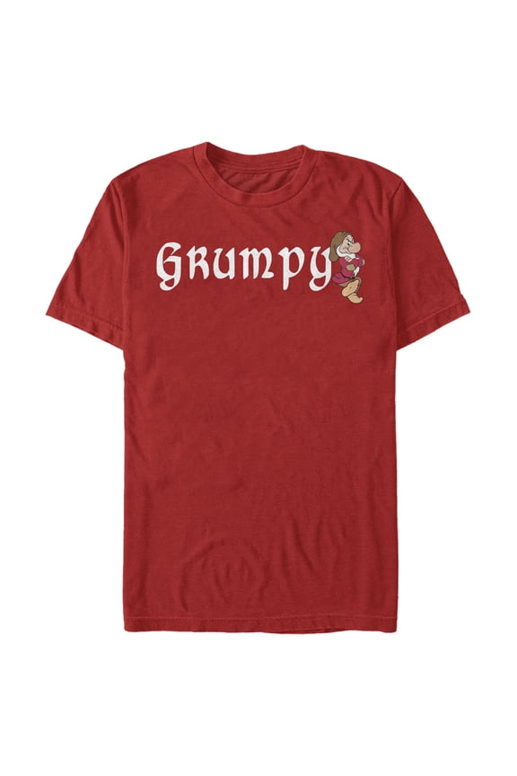 Men's Snow White and the Seven Dwarfs Grumpy Name Logo Graphic Tee Red Large
