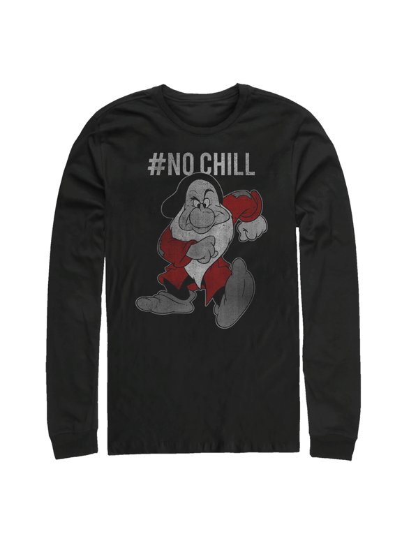 Men's Snow White and the Seven Dwarfs Grumpy #NoChill Long Sleeve Shirt Black Large