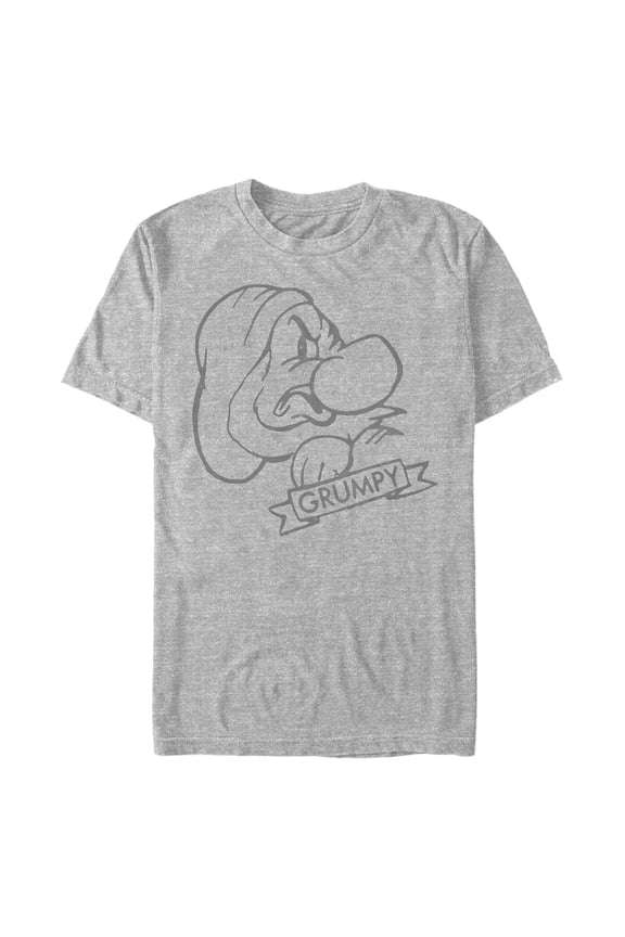 Men's Snow White and the Seven Dwarfs Grumpy Outline Portrait Graphic T-Shirt