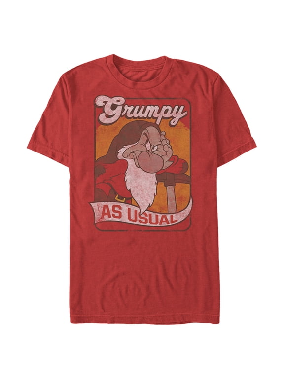 Men's Snow White and the Seven Dwarfs Grumpy as Usual Distressed Graphic Tee Red Large