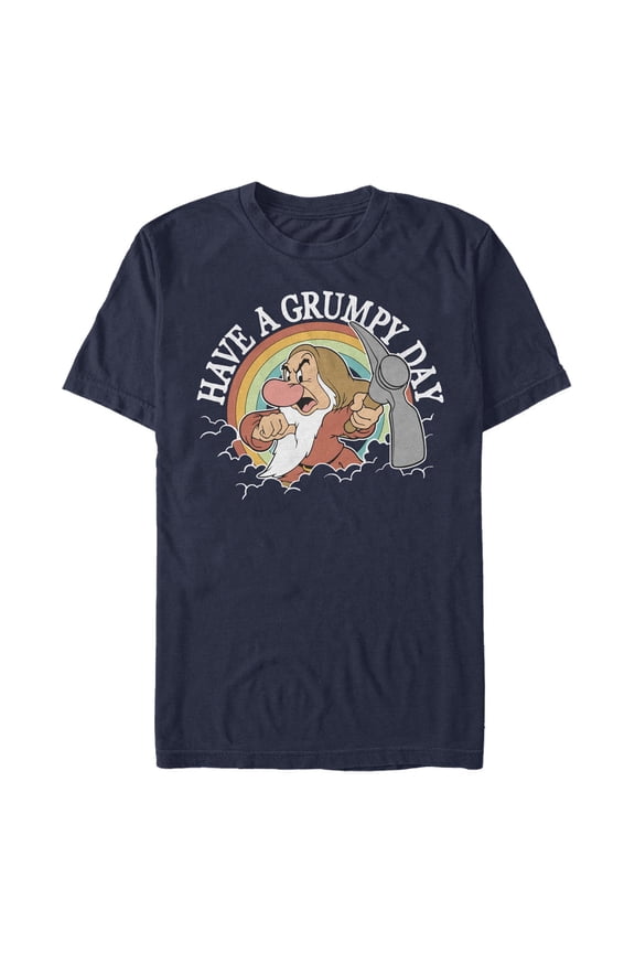 Men's Snow White and the Seven Dwarfs Have a Grumpy Day  Graphic Tee Navy Blue X Large