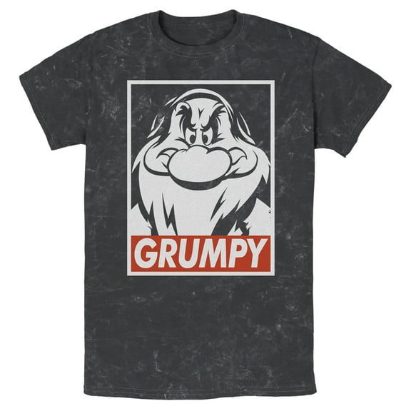 Men's Snow White and the Seven Dwarfs I am GRUMPY Graphic Tee Black Mineral Wash Large