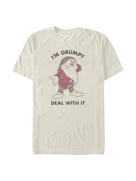 Men's Snow White and the Seven Dwarfs I'm Grumpy Deal With it Distressed Graphic T-Shirt