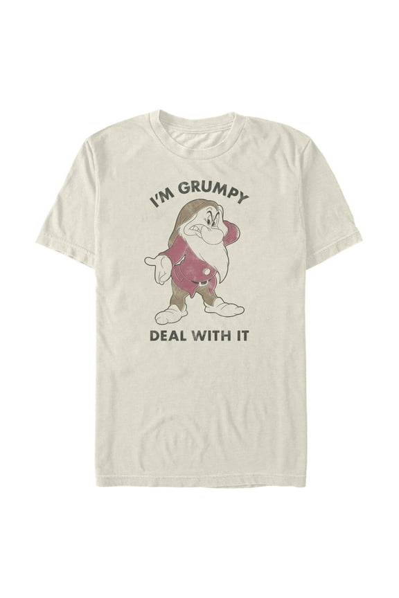 Men's Snow White and the Seven Dwarfs I'm Grumpy Deal With it Distressed Graphic T-Shirt