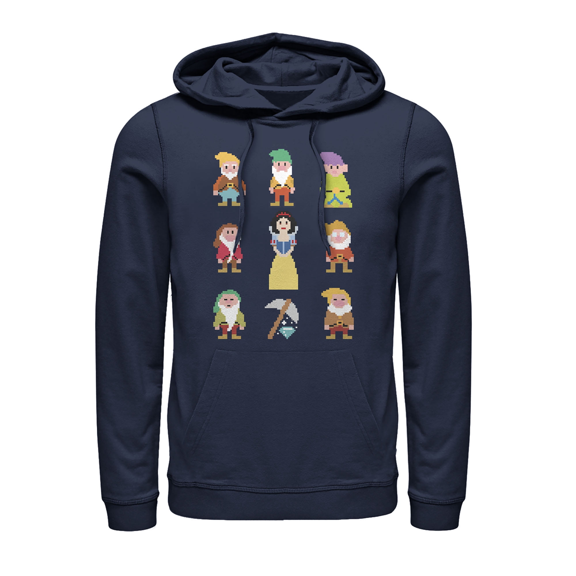 Men's Snow White and the Seven Dwarfs Pixels Pull Over Hoodie Navy Blue ...