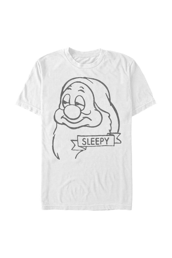 Men's Snow White and the Seven Dwarfs Sleepy Line Art Graphic T-Shirt