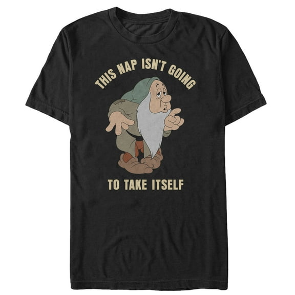 Men's Snow White and the Seven Dwarfs Sleepy Take Nap Graphic Tee Black 4X Large