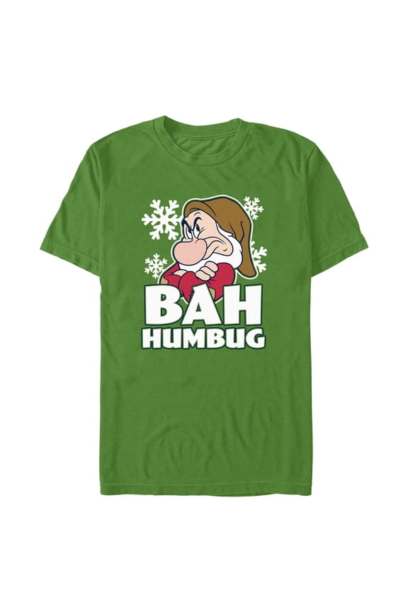 Men's Snow White and the Seven Dwarfs Snow White and the Seven Dwarfs Grumpy Bah Humbug Graphic Tee Kelly Green 2X Large