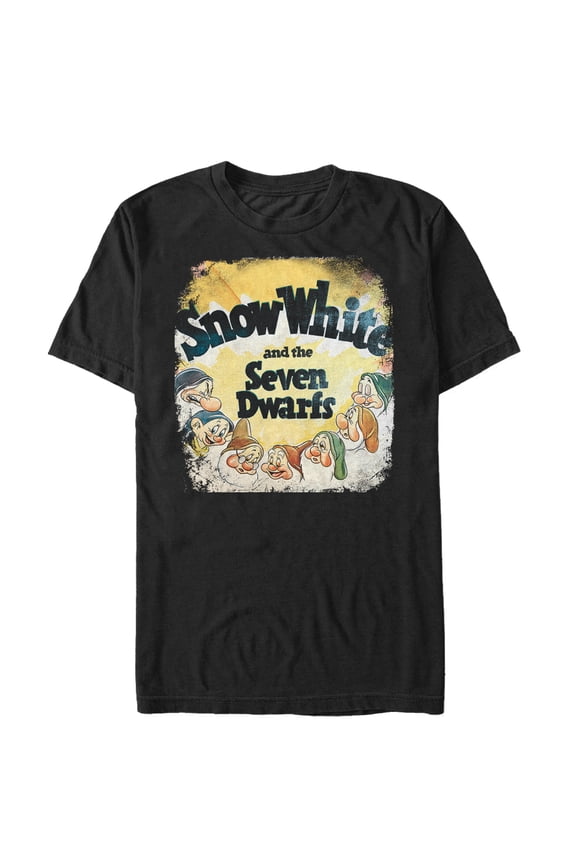 Men's Snow White and the Seven Dwarfs Vintage Poster Graphic Tee Black Medium
