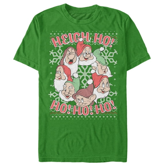 Men's Snow White and the Seven Dwarfs Xmas Heigh Ho Graphic Tee Kelly Green Small