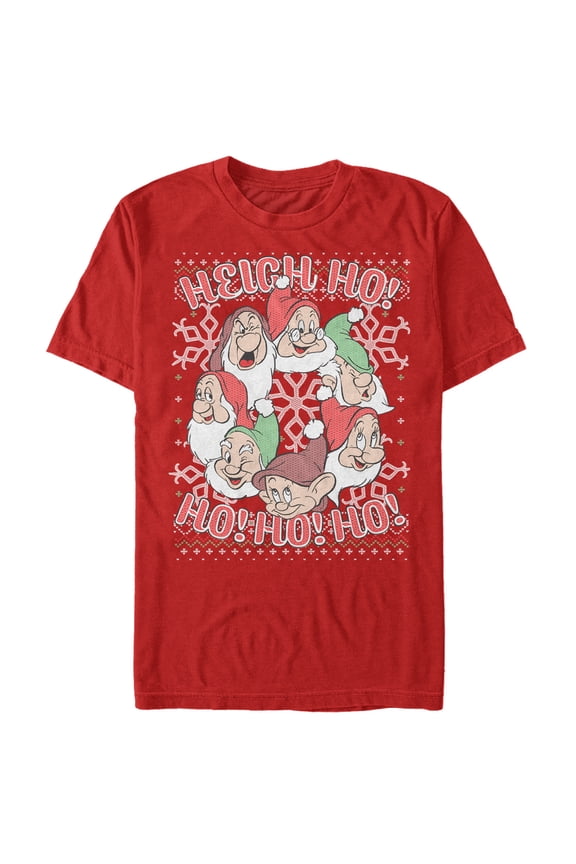 Men's Snow White and the Seven Dwarfs Xmas Heigh Ho Graphic Tee Red X Large