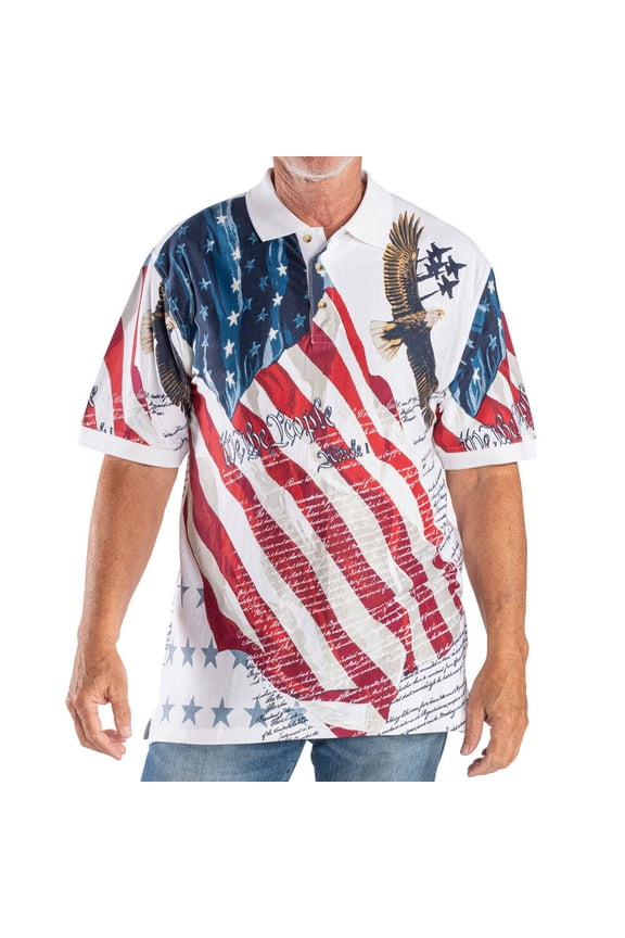 Men's Soaring Eagle Constitution American Flag Patriotic 4th of July Polo Shirt