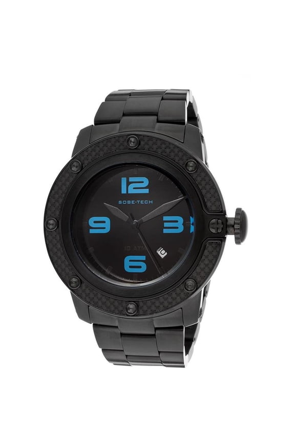 Men's Sobe Tech 50mm Black IP Steel Bracelet & Case Swiss Quartz Analog Watch GR33005