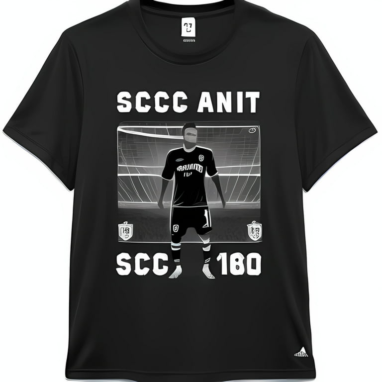 Men s Soccer Player T Shirt with SCC ANIT Logo Photo Realistic Design on Black T Shirt Front View Jersey and Shorts Sports Fan Apparel Walmart