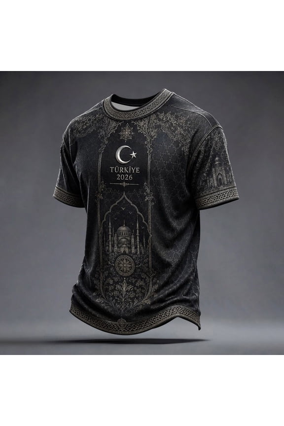 Men's Soccer Raglan Top Turkey Crewneck Short Sleeve Turkish Print T Shirt Pattern Fit Summer Graphic Tee Tops XS