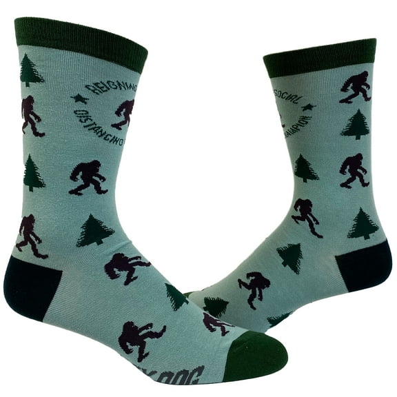 Men's Social Distancing Champion Socks Funny Bigfoot Quarantine Sasquatch Graphic Novelty Footwear
