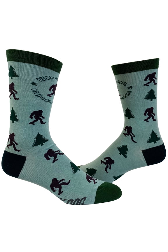 Men's Social Distancing Champion Socks Funny Bigfoot Quarantine Sasquatch Graphic Novelty Footwear