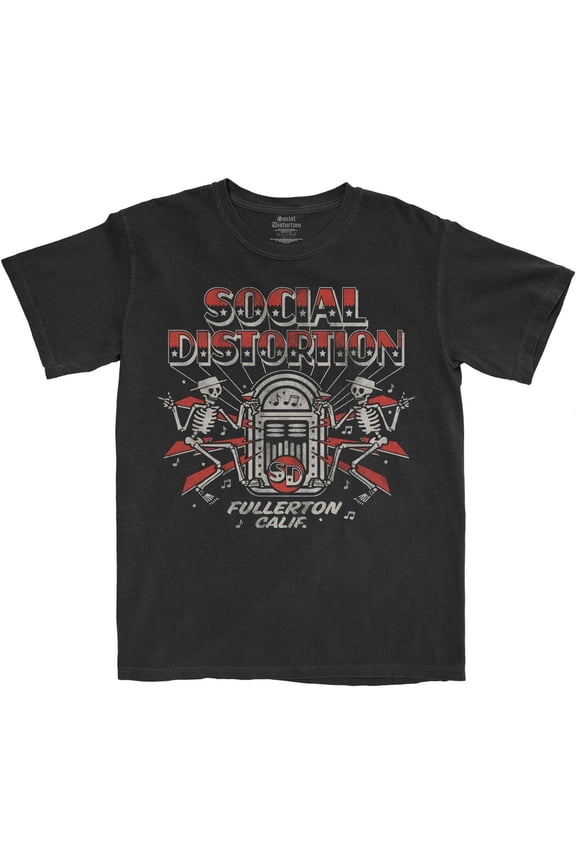 Men's Social Distortion Jukebox Skelly Slim Fit T-shirt XX-Large Black
