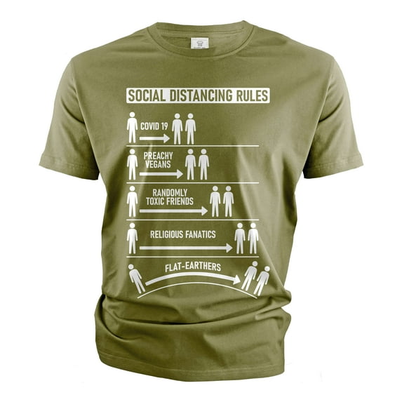 Men's Social distancing rules funny T-shirt humorous gift funny tee shirt Birthday Tee funny (3X-Large Military Green)