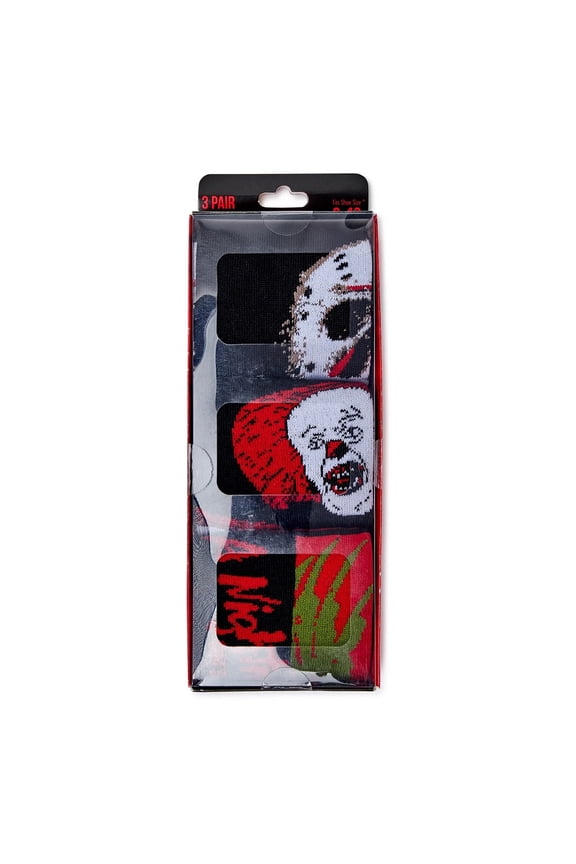 Men's Socks, 3-Pack, Horror Movie Socks - Sizes 8-12