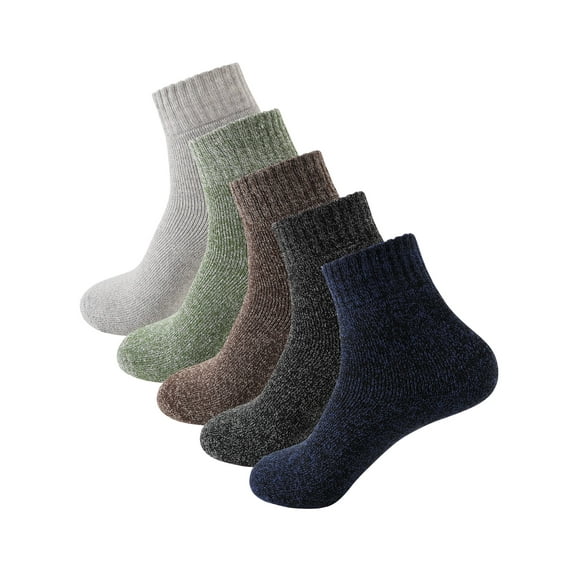Men's Socks 5 Pairs Fall Winter Solid Color Socks Multicolor, 5-Pack Home Sleeping Warm Socks