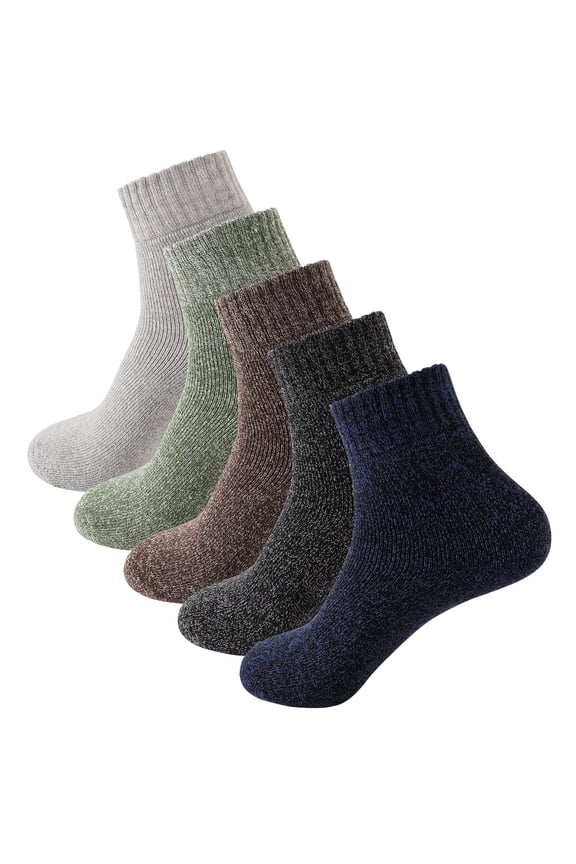 Men's Socks 5 Pairs Fall Winter Solid Color Socks Multicolor, 5-Pack Home Sleeping Warm Socks