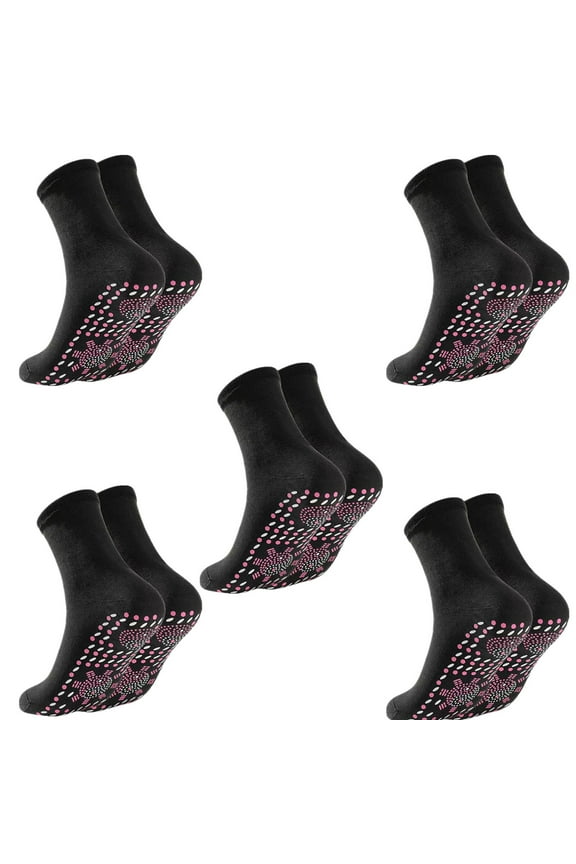 Men's Socks 5 Pairs Of Self-heating Socks Fuzzy Socks Heated Socks Cotton Socks,Black,