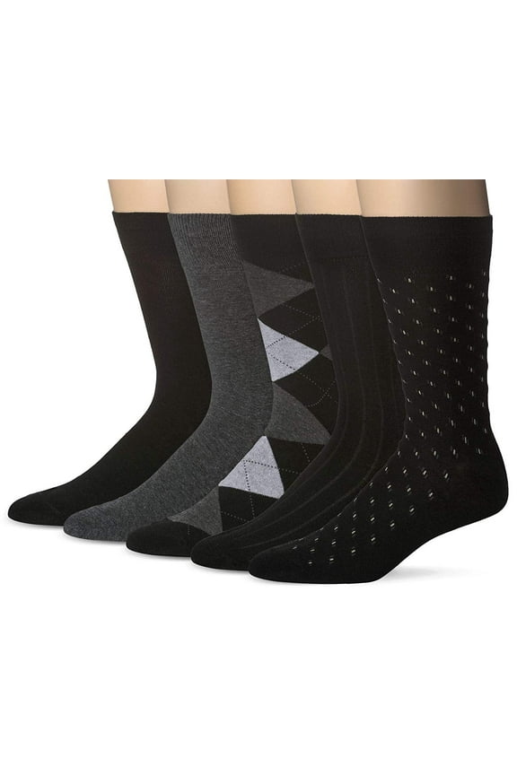 Men's Socks,Dress Socks ,Classic Dress Socks Black (5 Pack)