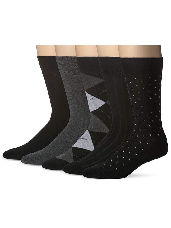 Men's Socks,Dress Socks ,Classic Dress Socks Black (5 Pack)