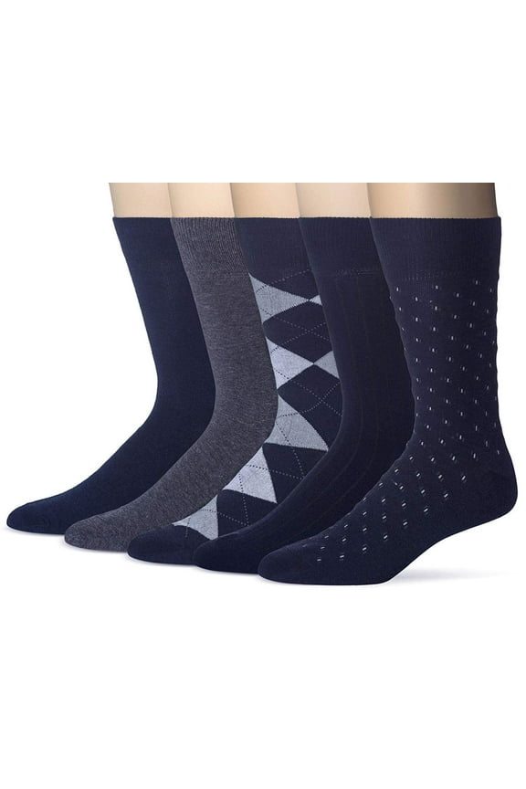Men's Socks,Dress Socks ,Classic Dress Socks Navy Assorted (5 Pack)