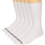 Men's Socks, Dress Socks, White Classic Dress Socks,Men's Double Crew Socks, Men's Crew Work Outdoor Socks, Moisture Wicking Cotton Blend(5 Pack)