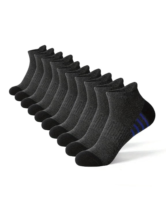 Men’s Socks Mens Quarter Socks -pc Cushioned Mini Crew Athletic Socks for Men, Ideal for Running, Sport, And Hiking Gray S