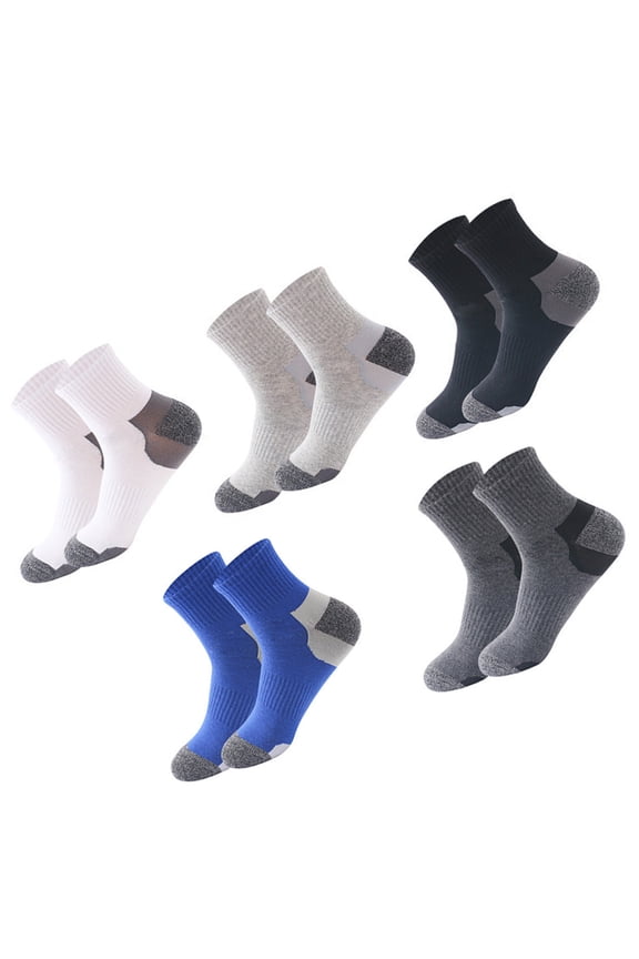 5Pairs Practical Cotton Sports Socks Breathable Shock Absorbing Socks for Adults